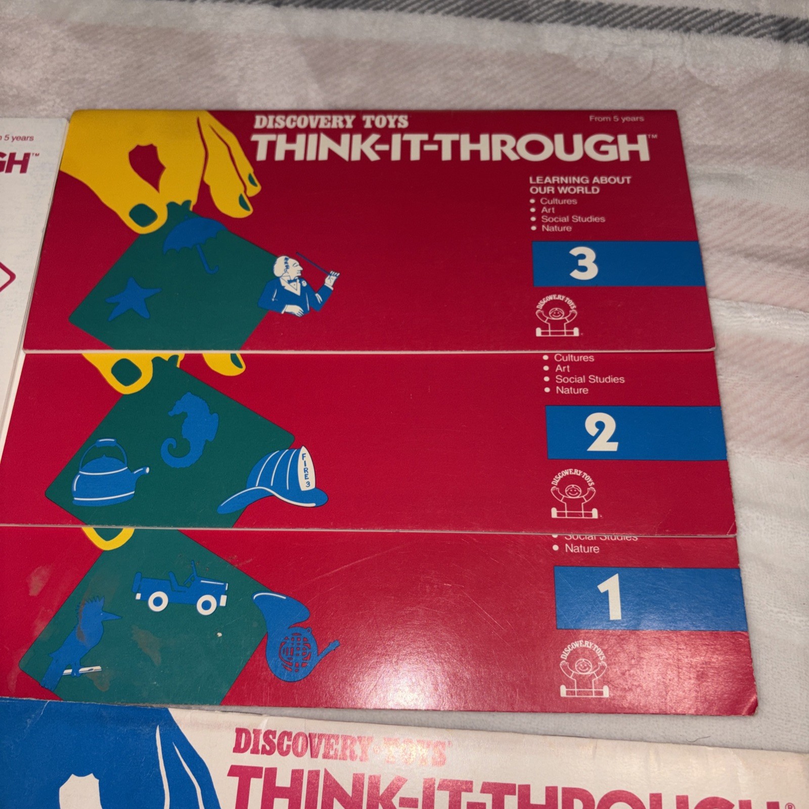 Vtg Discovery Toys Think-It-Through Learning Set Tiles & Books Homeschool