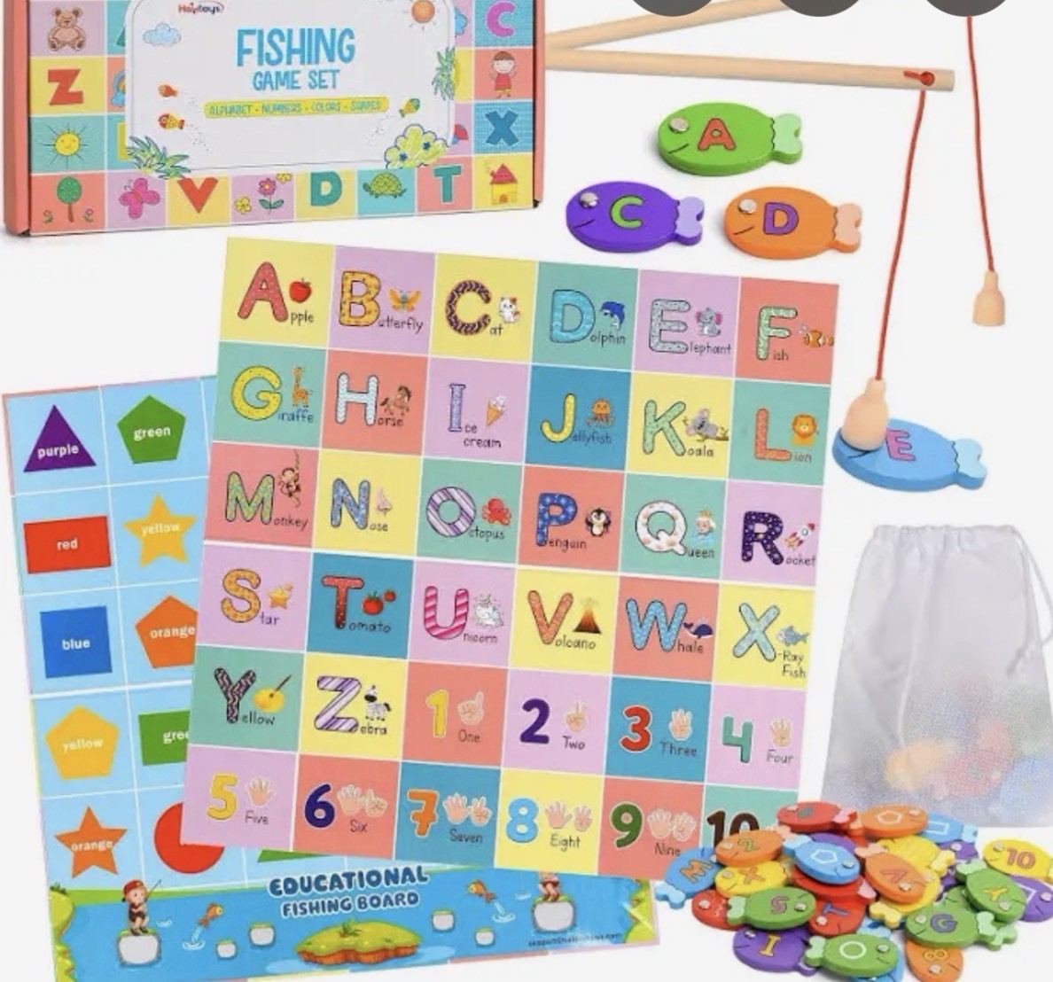 Haktoys Fishing Alphabet Game for Toddlers and Kids Learn ABCs Numbers Small