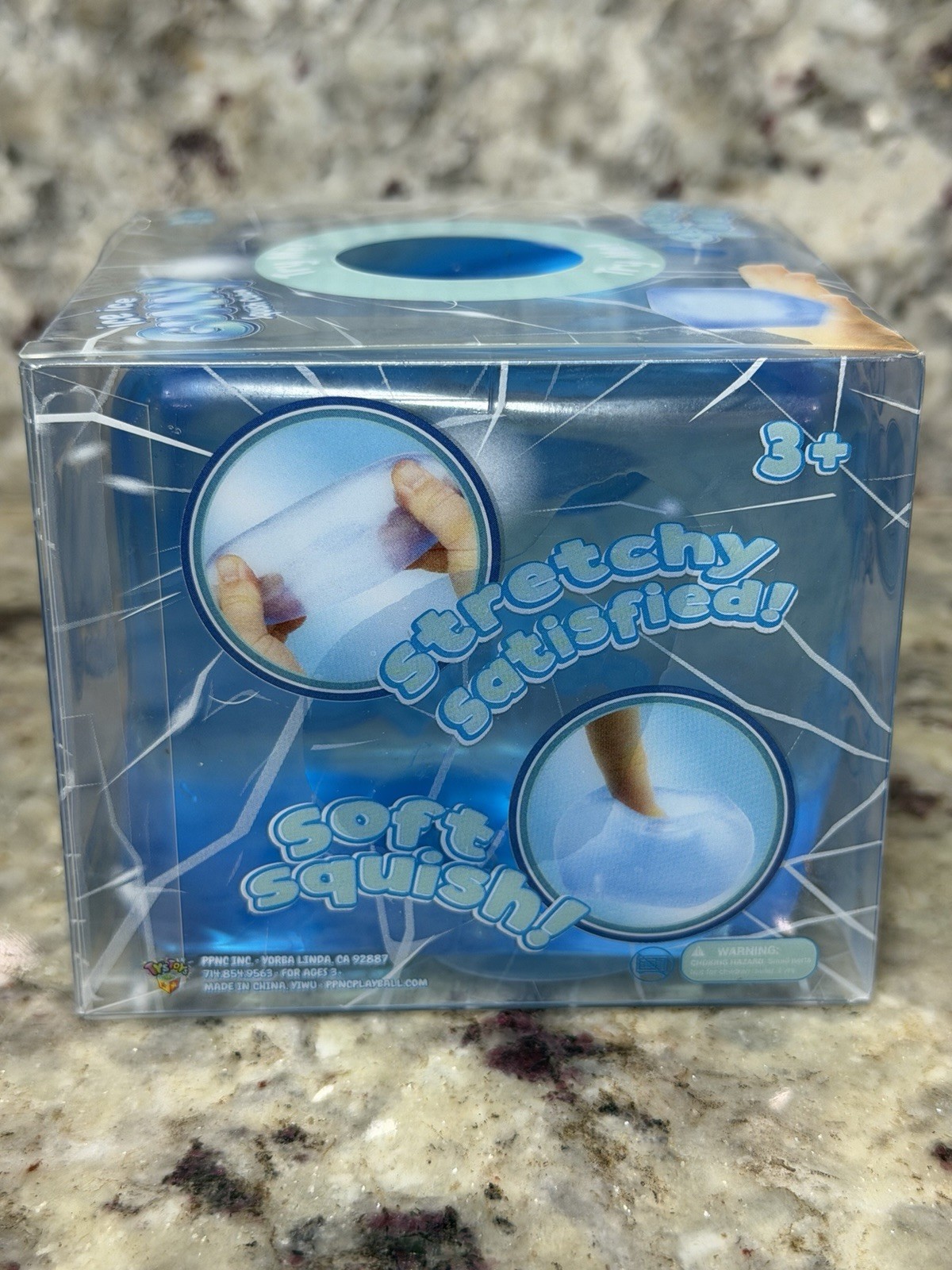 PPNC Inc. Ice Ice Gummy Squish Cube Squeeze Toy Blue Clear Ages 3-5