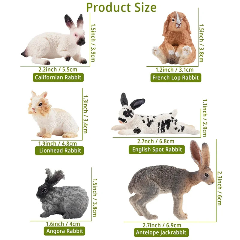 12Pcs Simulation Rabbit Farm Animal Model Toy Mini Rabbits Figures Dolls Action