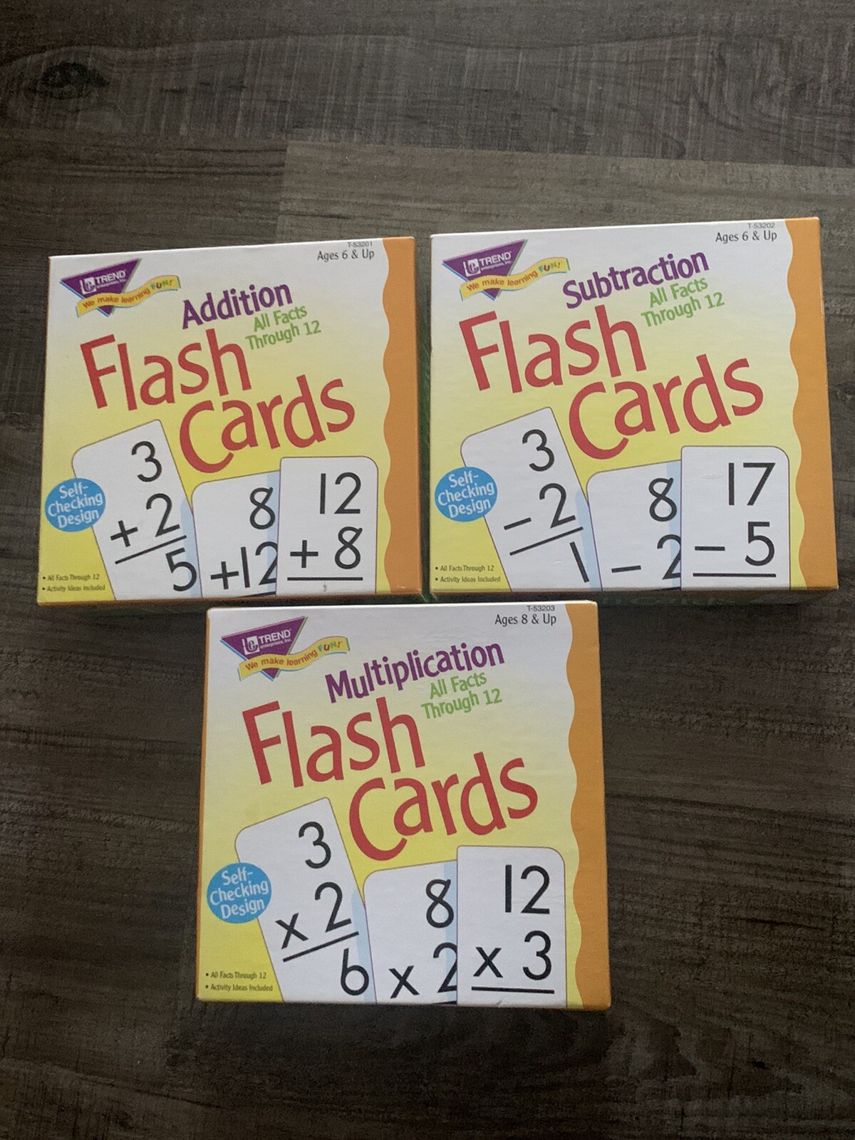 Trend Enterprises Flash Cards Addition Subtraction Multiplication Ages 6 & up
