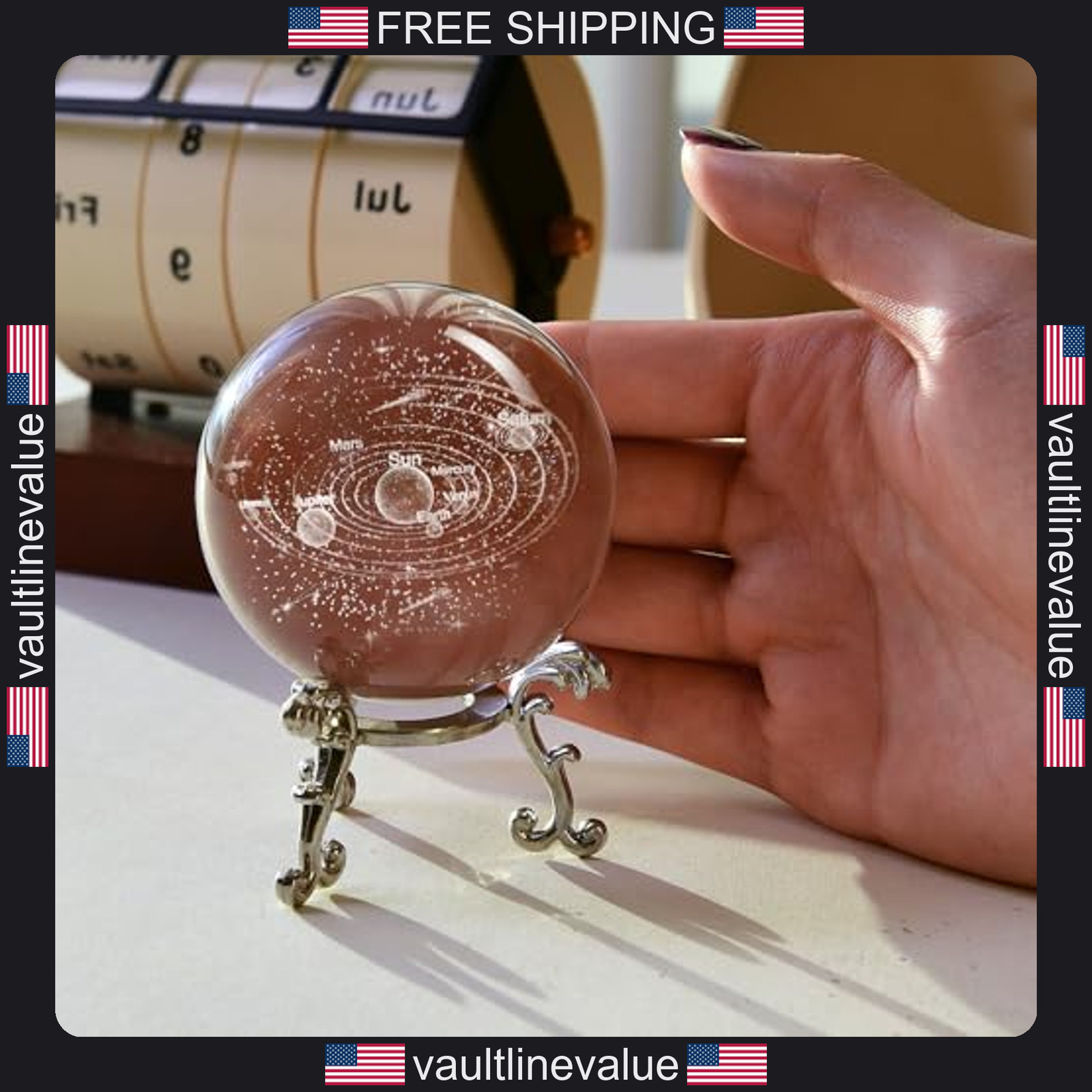 3D Solar System Crystal Ball 60mm Glass Astronomy Globe Space Model Gift