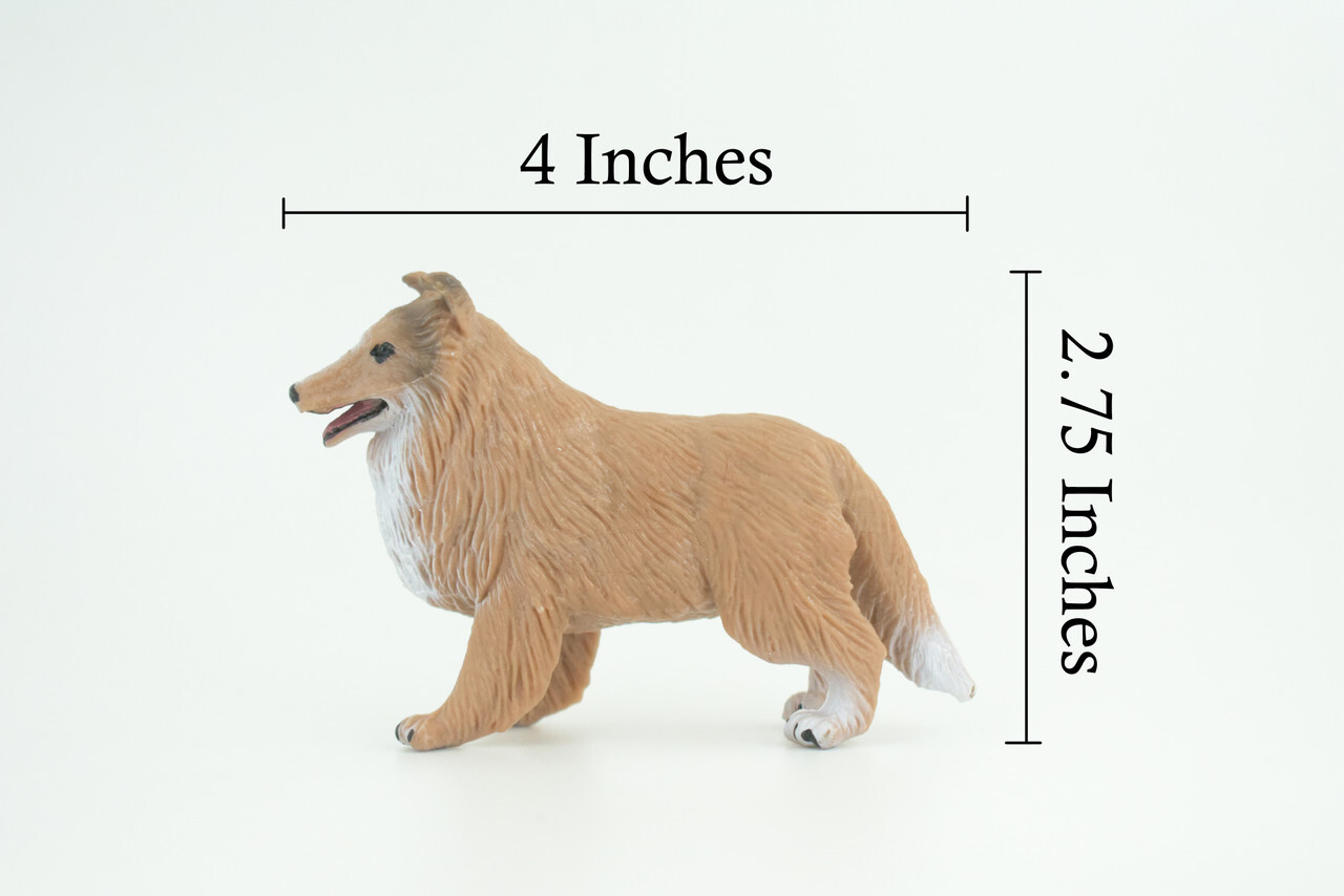 Collie Dog Toy, Brown Realistic Hand Painted Rubber Model, 4 Inches CH790 BB186
