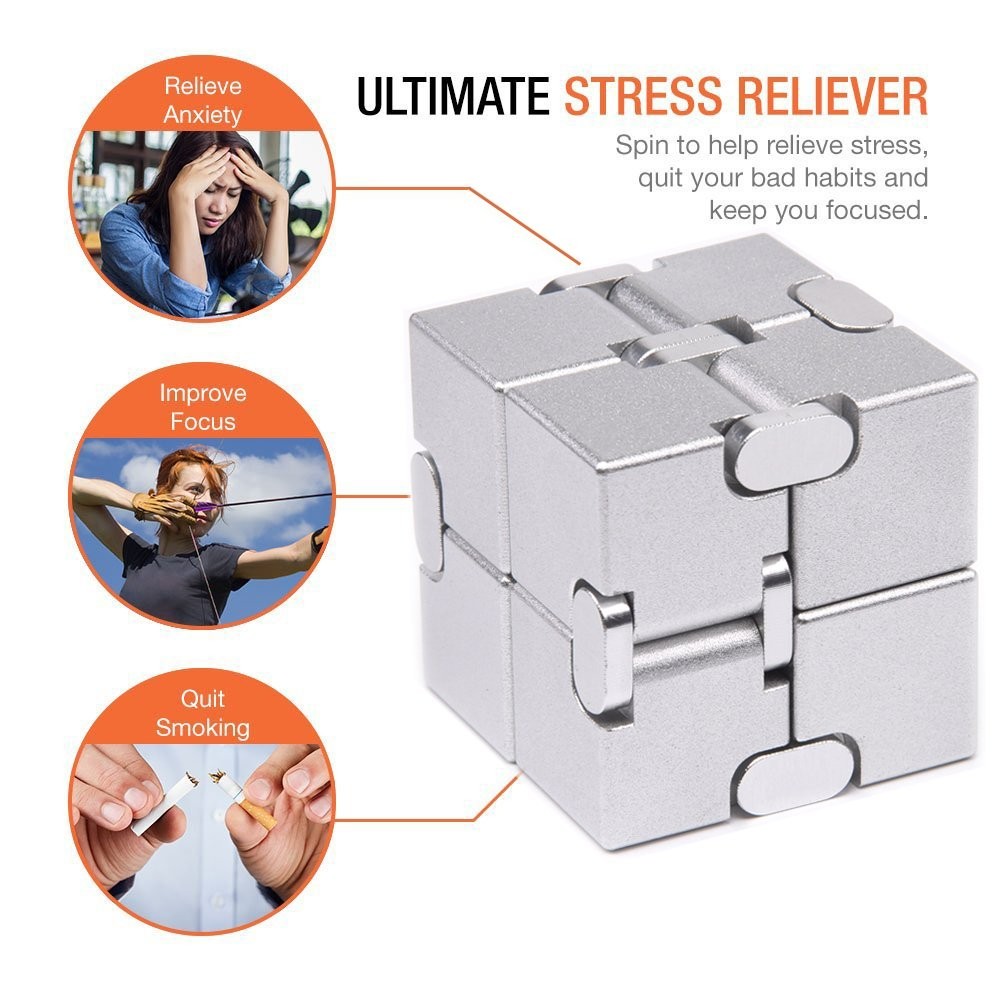 Joeyank Fidget Cube Version Fidget Finger Toys – Metal Infinity Cube Premium For