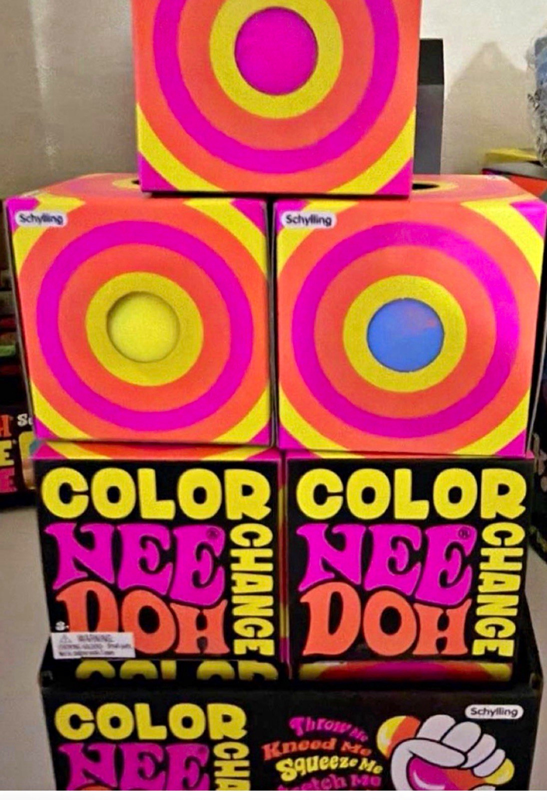 Schylling Color Changing Nee Doh Squeeze Ball Toy, Case of 12 – Multicolor