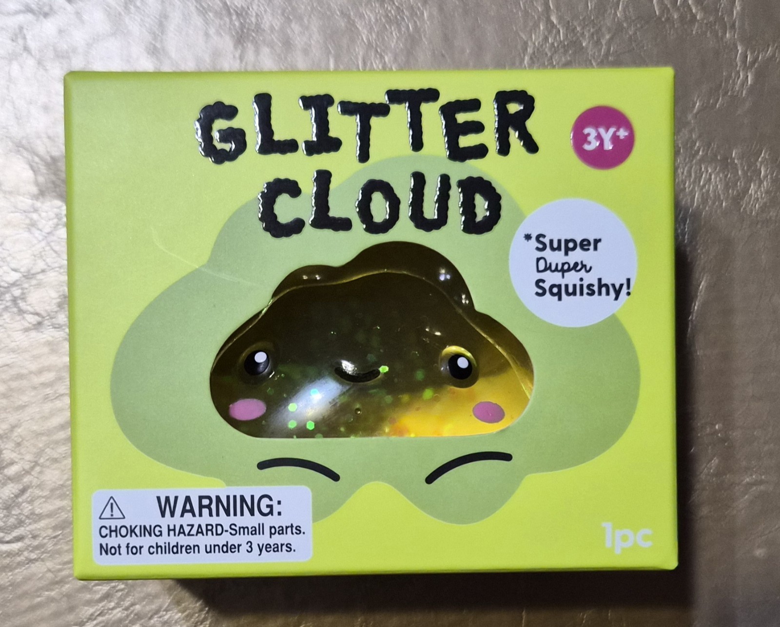 J’ADORE YELLOW GLITTER CLOUD SUPER DUPER SQUISHY TOY 2.5 INCHES NIB
