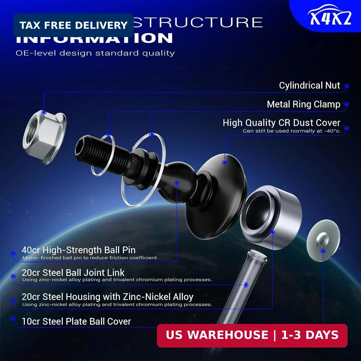 K80066 Zinc-Nickel Alloy Front Stabilizer Sway Bar Links for 2000-2011 Ford Focu