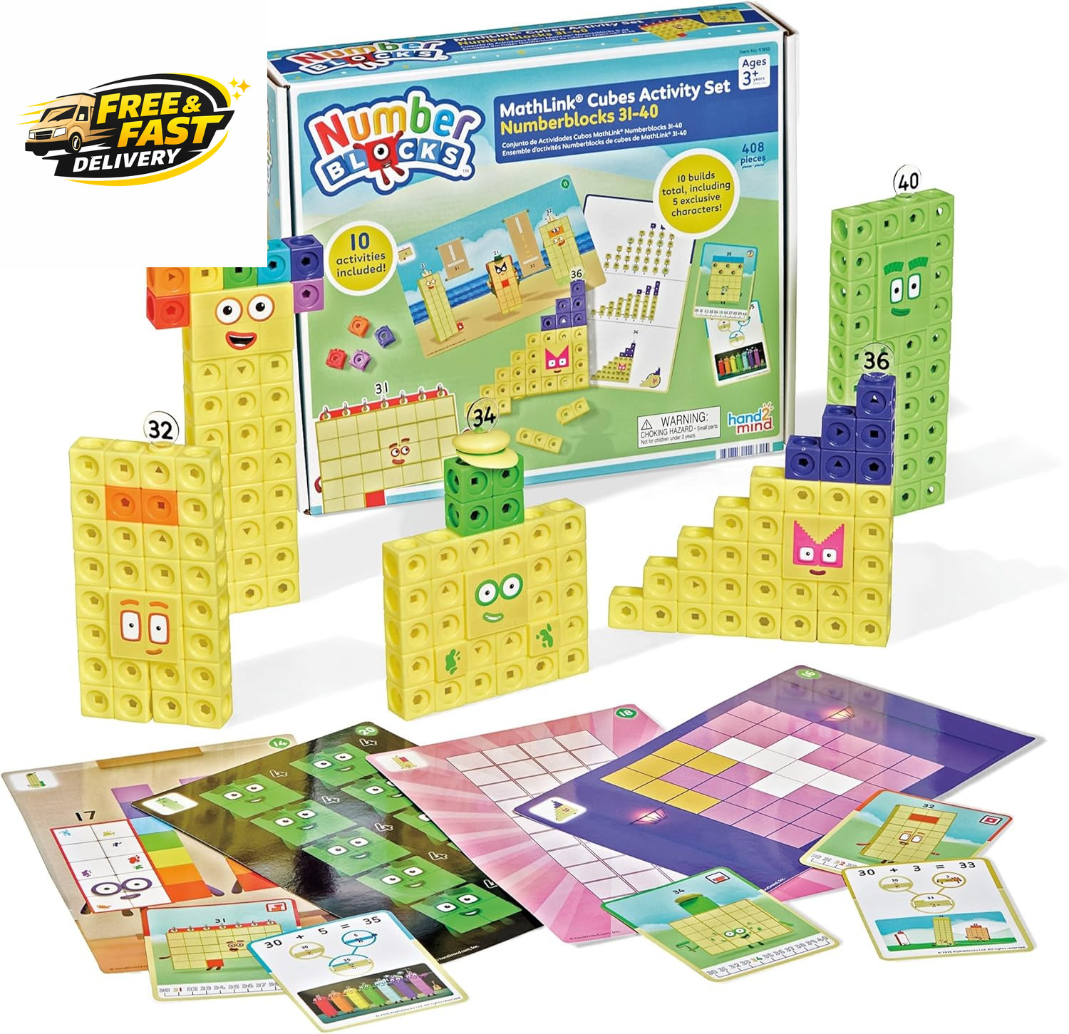 31-40 Mathlink Cubes Activity Set – Learn Numbers & Early Math Skills, Preschool