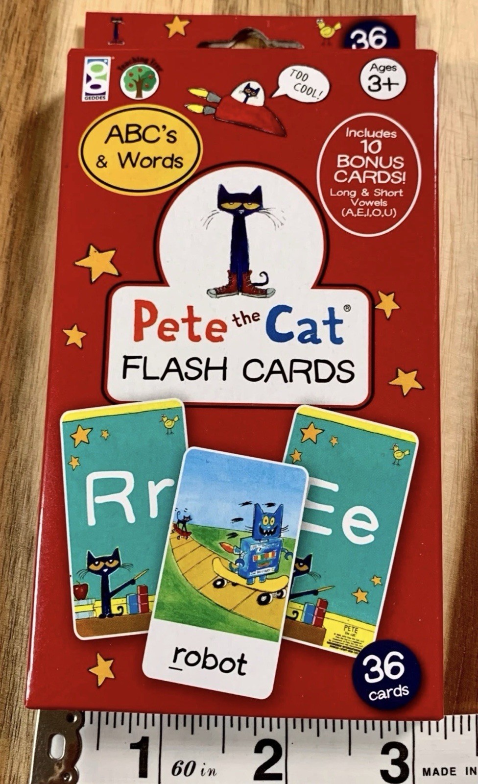 Pete the Cat ABC’s & Words Flash Cards – Ages 3+ – 36 Cards