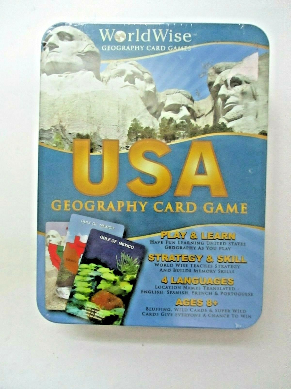 WORLDWISE USA GEOGRAPHY CARD GAME America US Edition Tin Case 8+ SEALED NEW