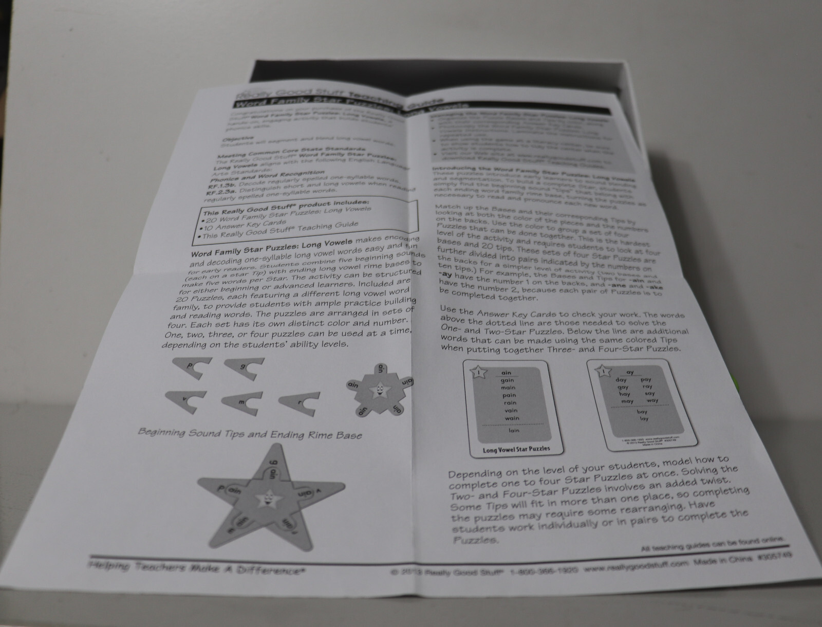 Star Puzzles Long Vowel Word Families Really Good Stuff