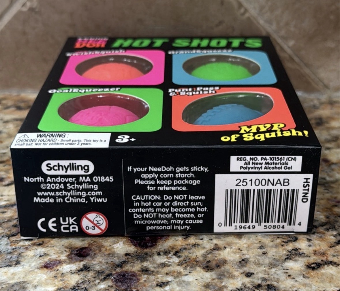 Teenie Nee Doh Hot Shots Squeeze Ball Four Different Sports 4 Pack NEEDOH Viral