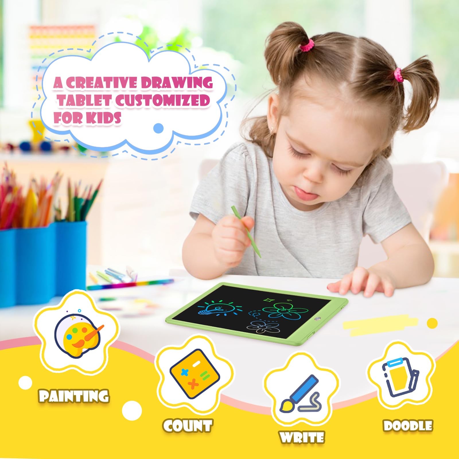 EooCoo LCD Writing Tablet for Kids, Valentine Gifts 10 Inch Green