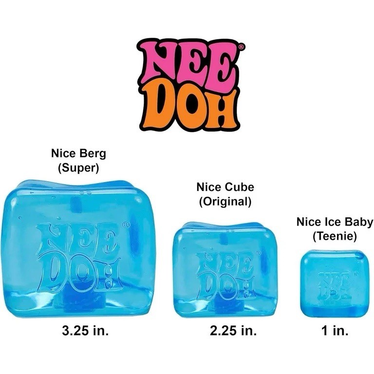 NeeDoh Nice Berg XL Solid Squish Cube Ice Block – Blue/Teal