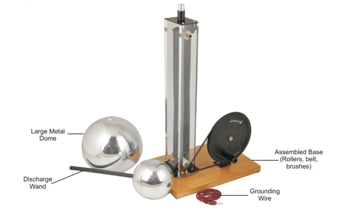 Hand Crank Van De Graaff Generator, 7.9″ Dome – Up to 100,000 Volts – Eisco Labs