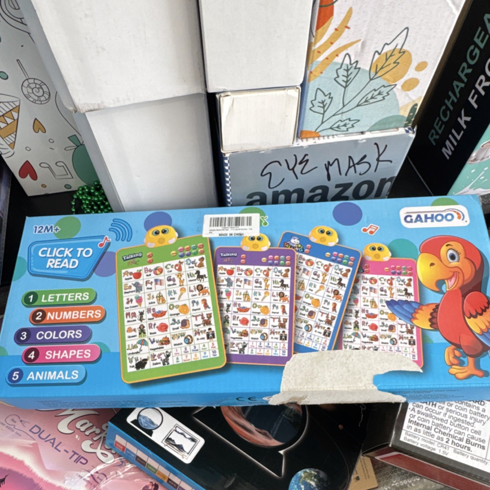 GAHOO Click to Read Learning Board Letters Numbers Colors Shapes 1-2 Years