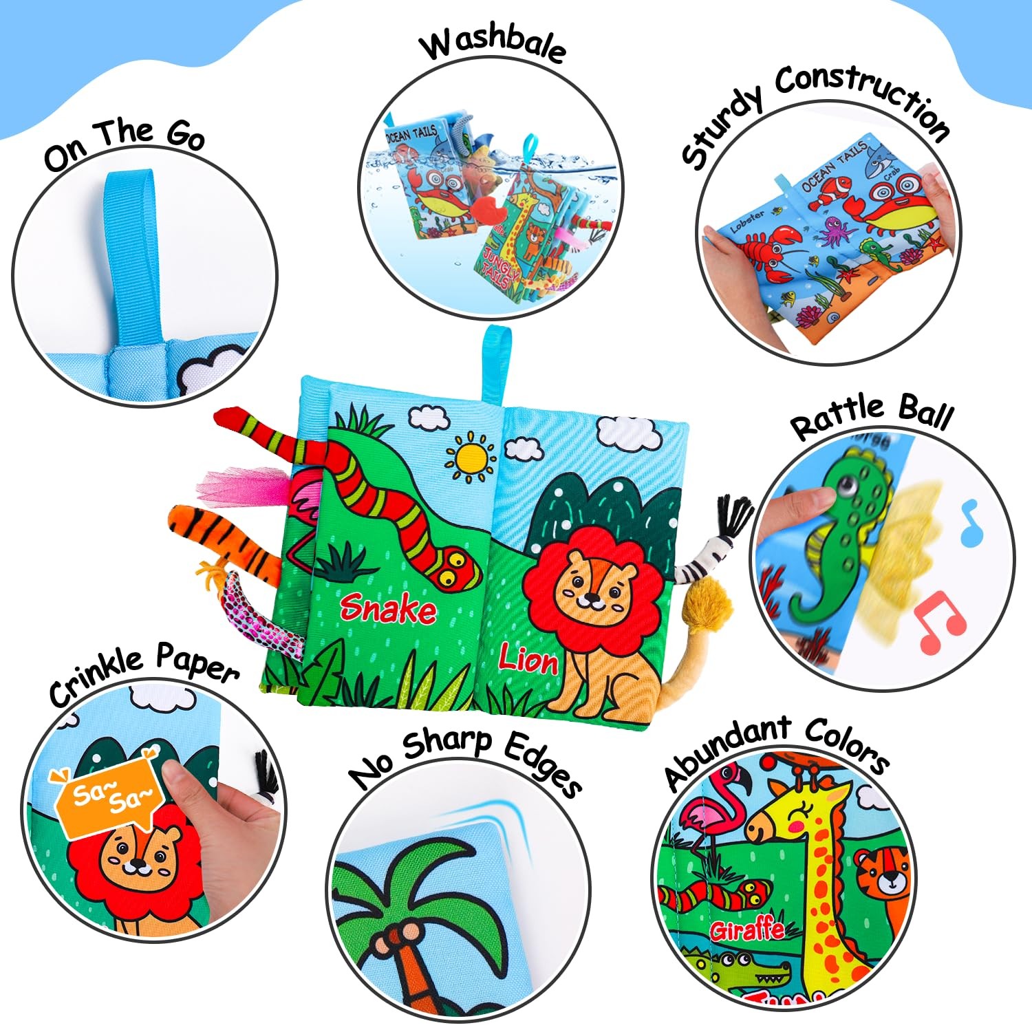 2PCS Baby Books 0-6 Months Infant Toys 0-3 3-6 6-12 Medium, Colorful
