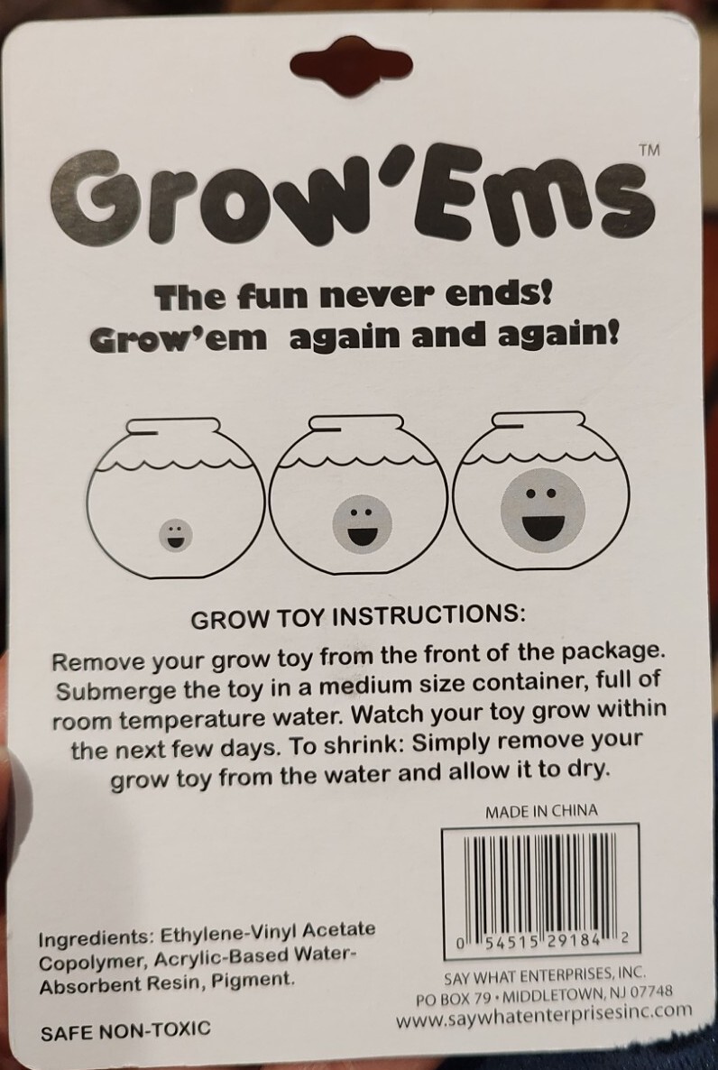 2 GROW ‘EMS – Teddy Bear & Kitty Cat – Grows 600% in Water – New Sealed Packages