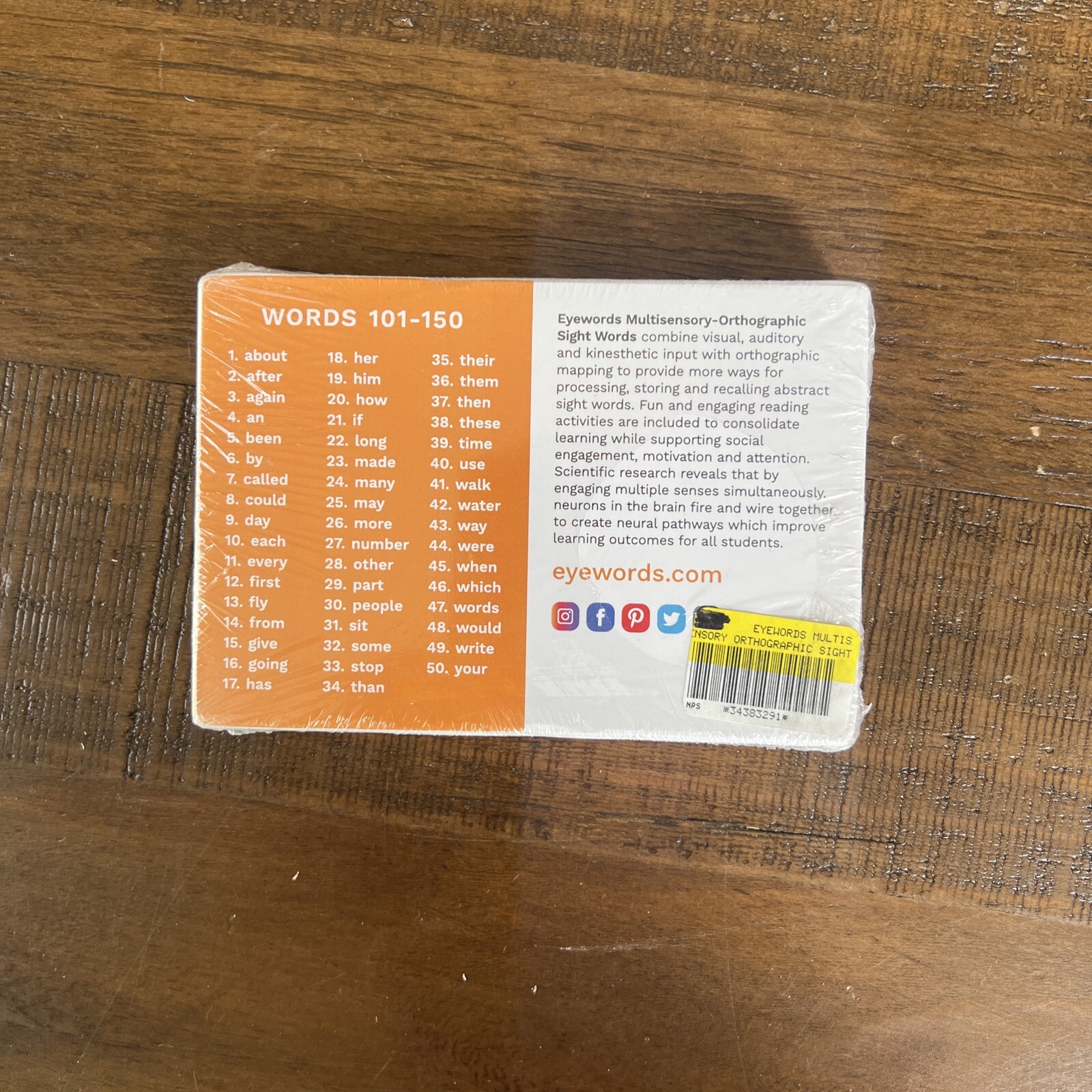 Multisensory Sight Word Cards, Set #3, Words 101-150