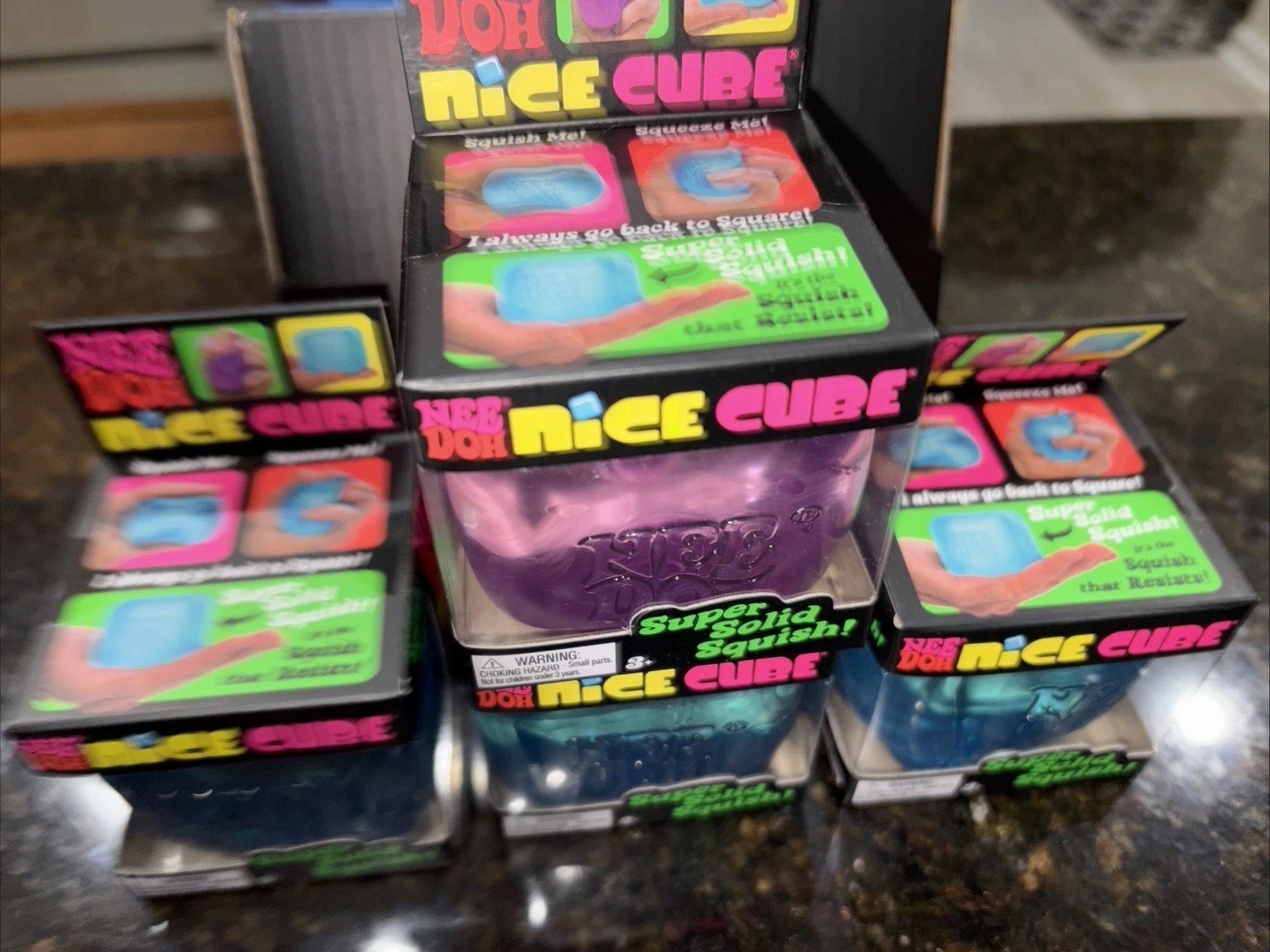 Nee Doh Nice Cube Schylling Super Solid Squish Toy Blue And Pink