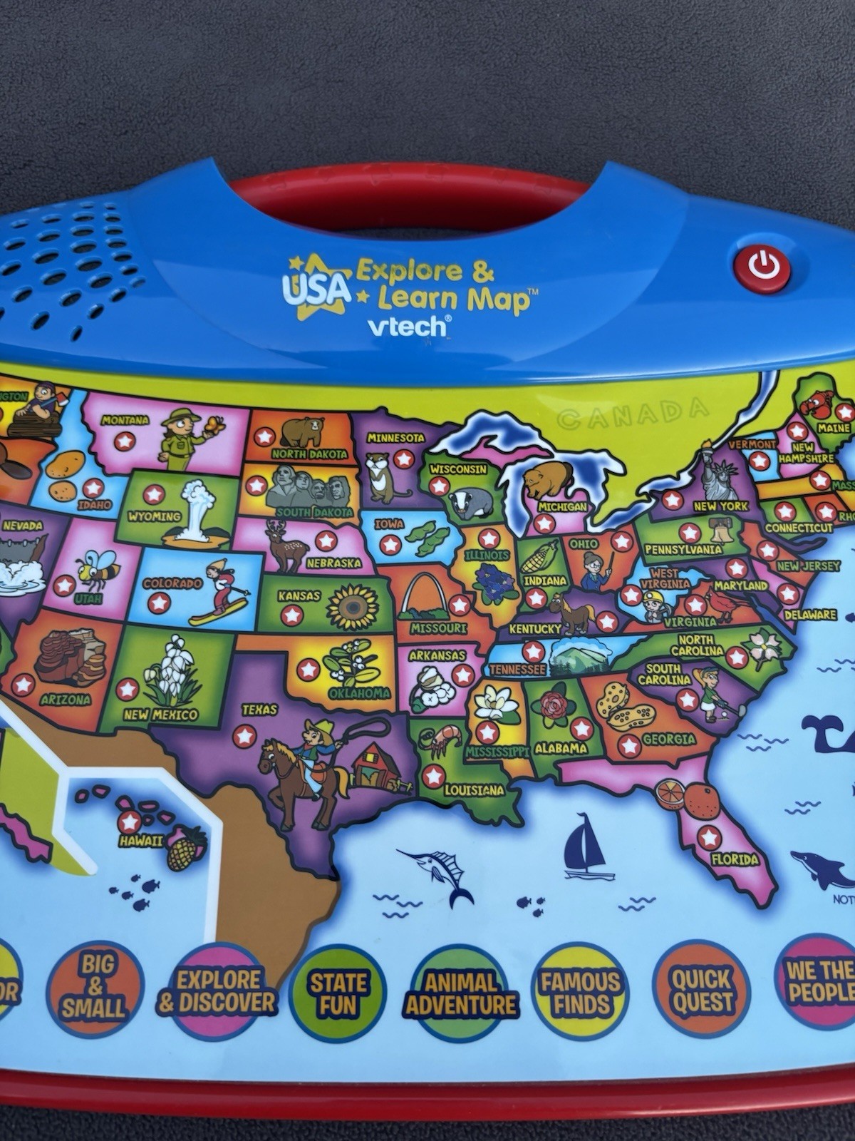 VTech USA Explore & Learn Map TESTED & WORKING! Interactive Touch Talking Toy