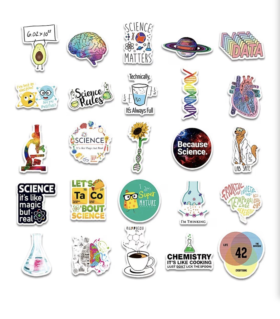100 PCS Funny Science Laboratory Stickers for Kids Teens Adults, Physics Biology