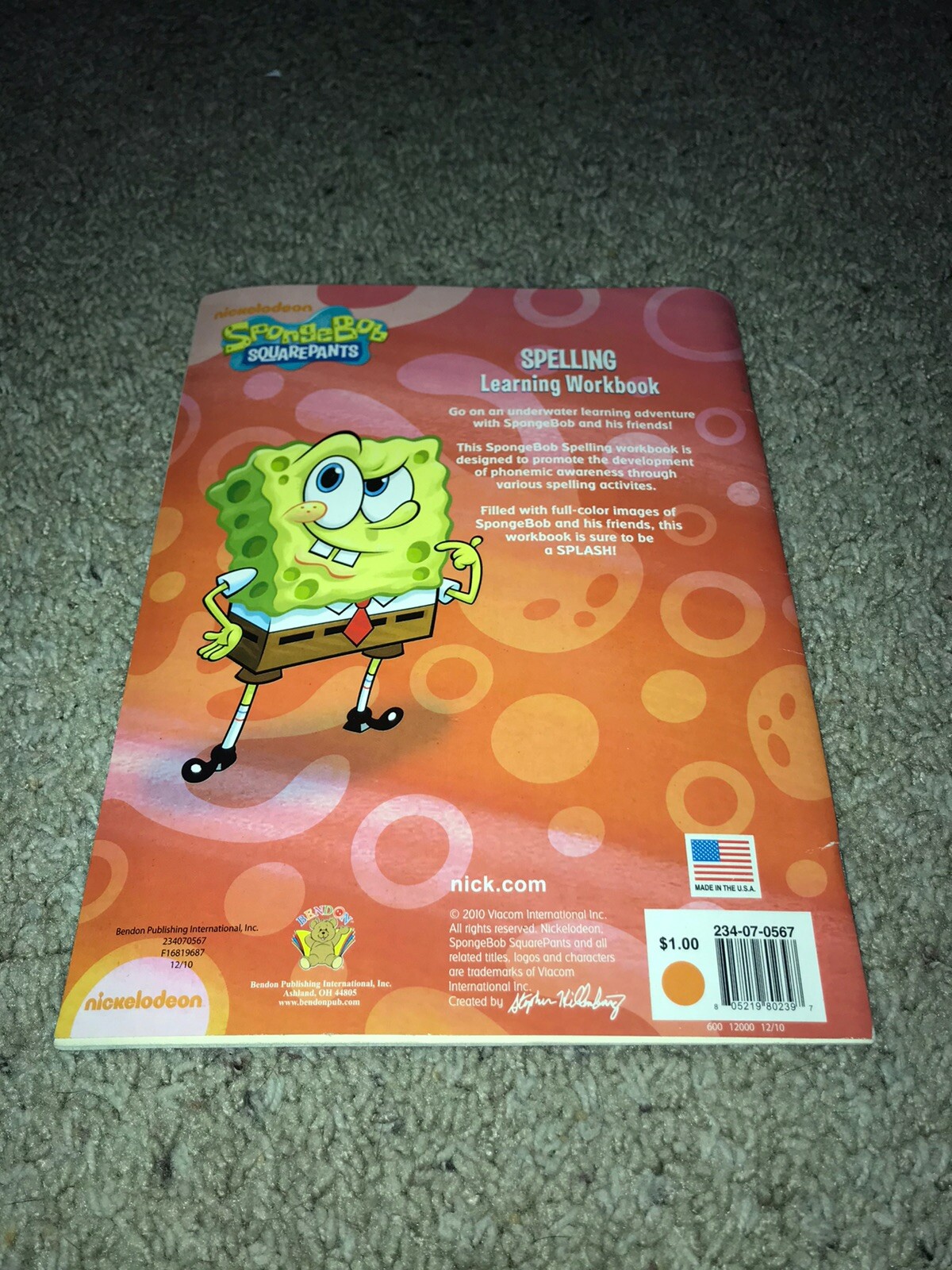 Spongebob Squarepants Spelling Book For Kid Child Youth