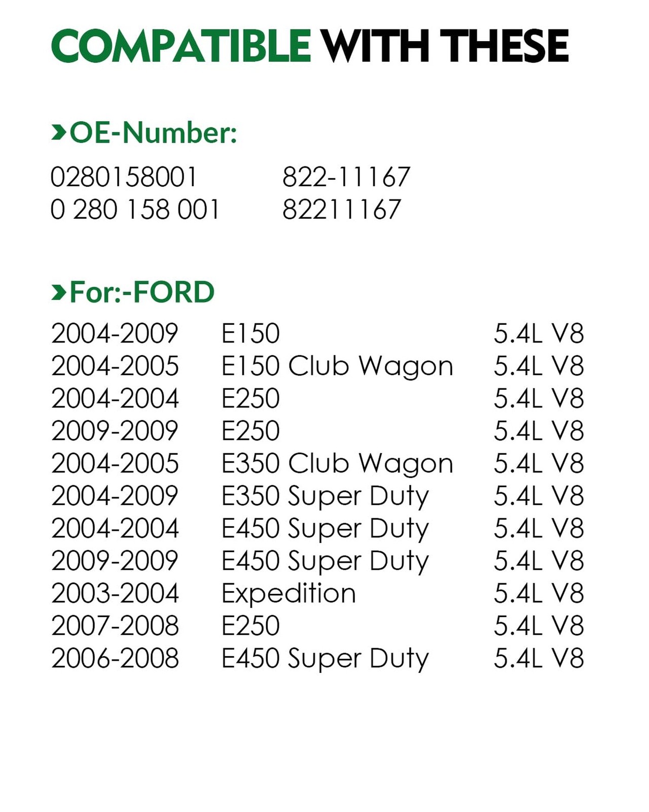 Fuel Injectors 5.4L V8 for:-Ford E150 E250 Club Wagon E350 E450 Super Duty Ex…