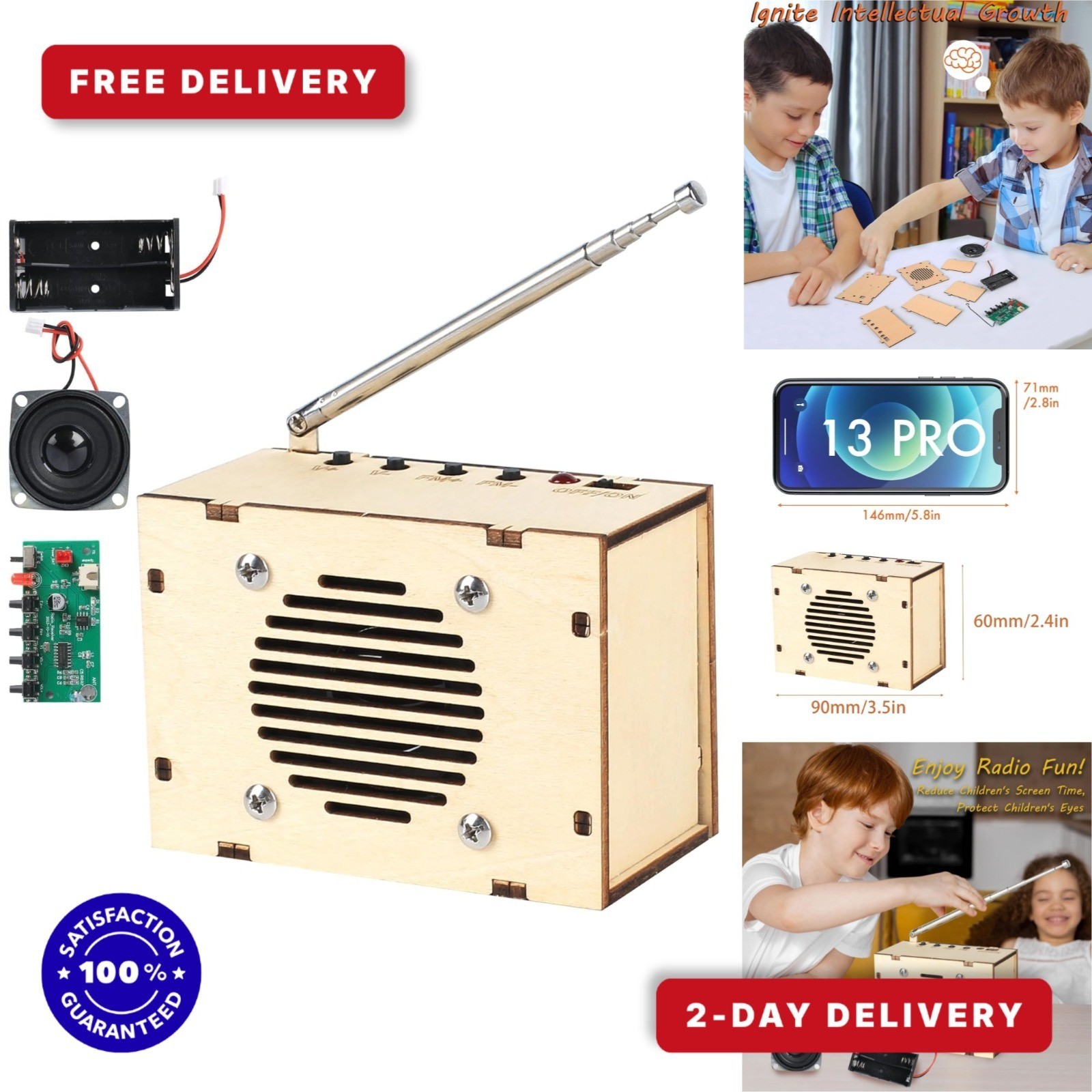 STEM Radio Kit for Kids 8-12, Build Your Own FM Radio, DIY Electronics