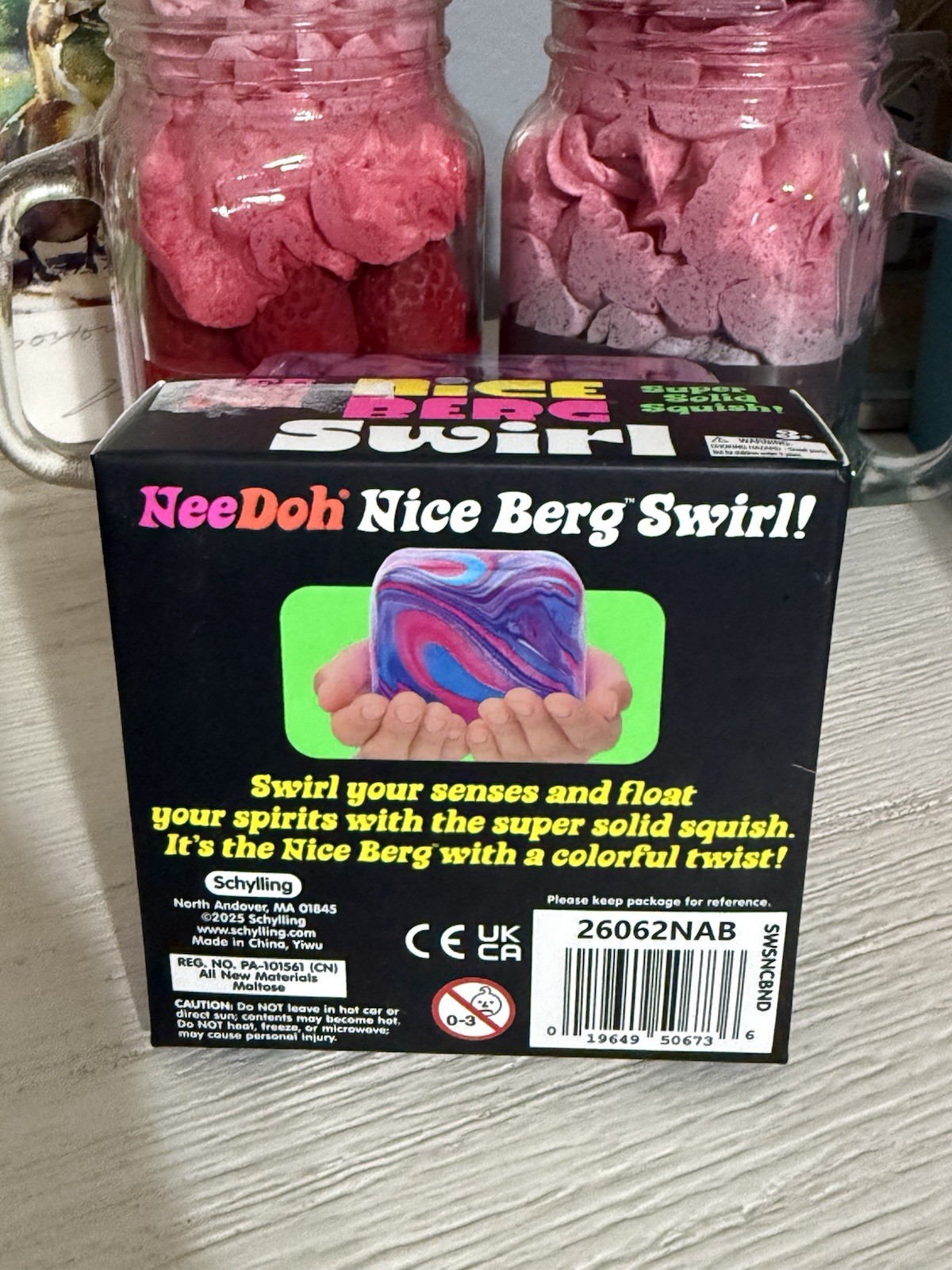 NeeDoh Nice Berg Swirl XL Giant Nee Doh Squishy Swirl Cube Purple Pink Blue