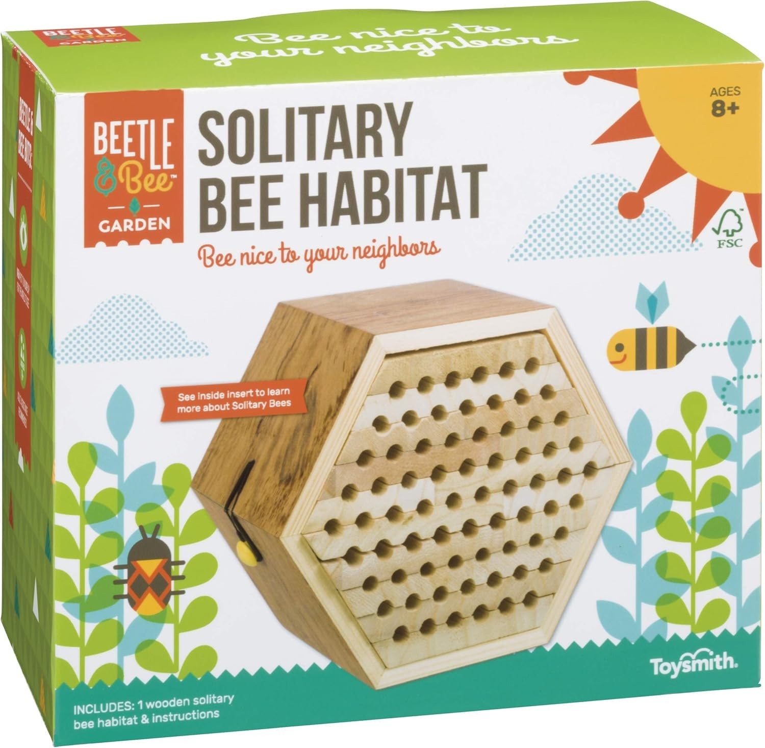 Wooden Solitary Bee Habitat Kids Craft Kit Educational DIY Outdoor Garden
