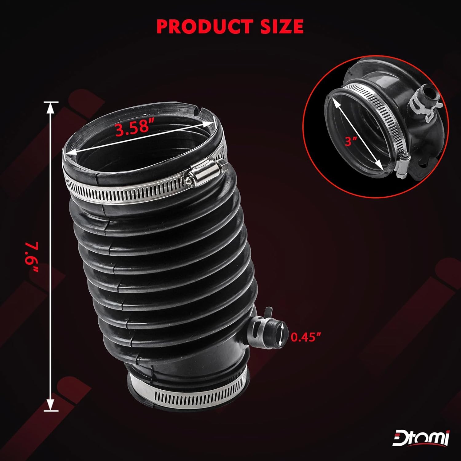 Engine Air Intake Hose w/Clamps Compatible With Honda Acura Vehicle Accord V6 3.