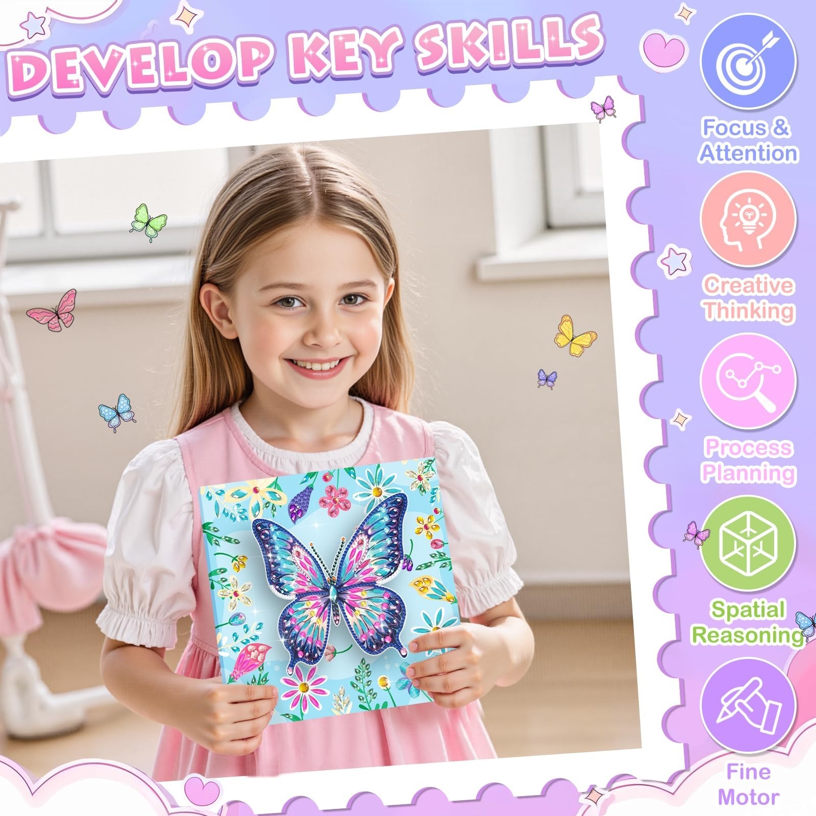 Crafts for Girls 8-12 – Make Your Own Butterfly Diamond Art Kits for Kids – A…