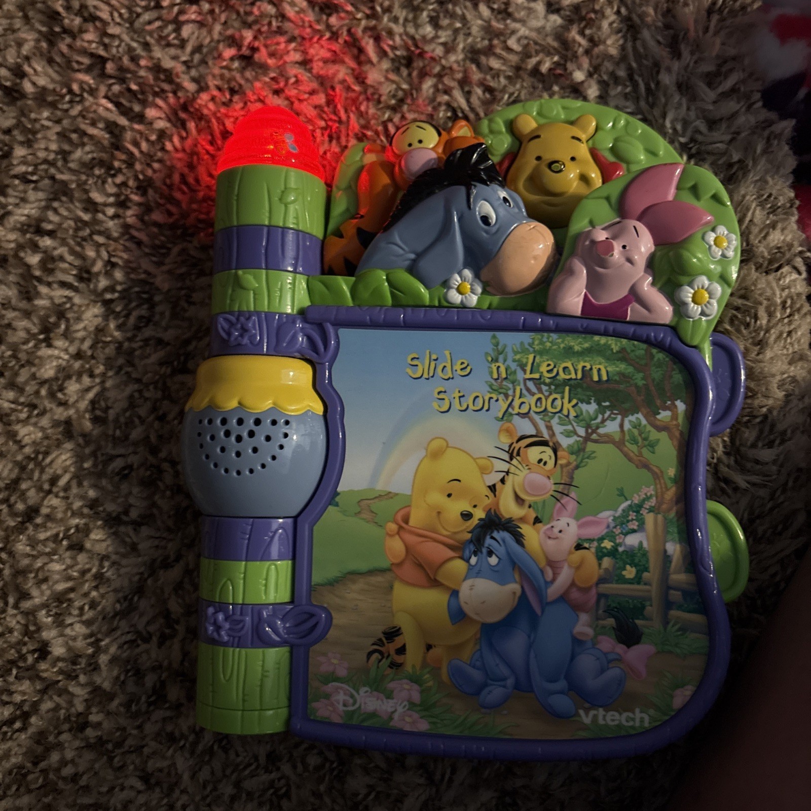 VTech Disney Winnie The Pooh Slide N Learn Storybook Electronic TESTED & WORKS!!