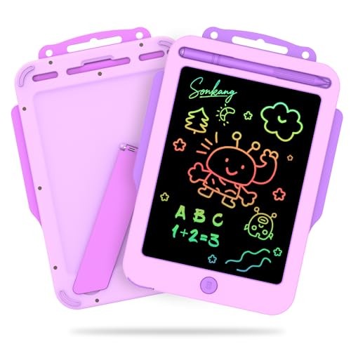 Songkang LCD Writing Tablet for Kids 8.5 Inch, Color Drawing Pad with Back Pink