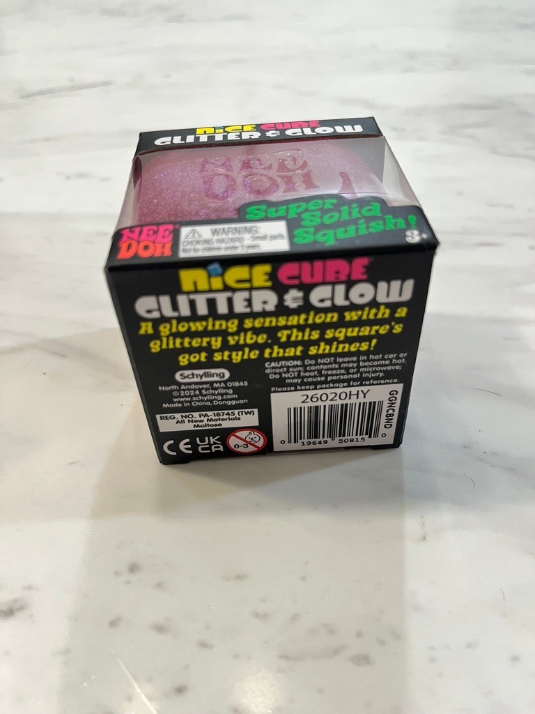 NeeDoh Nice Cube Glitter & Glow Pink, Authentic USA Seller, In Hand, Ships Fast!