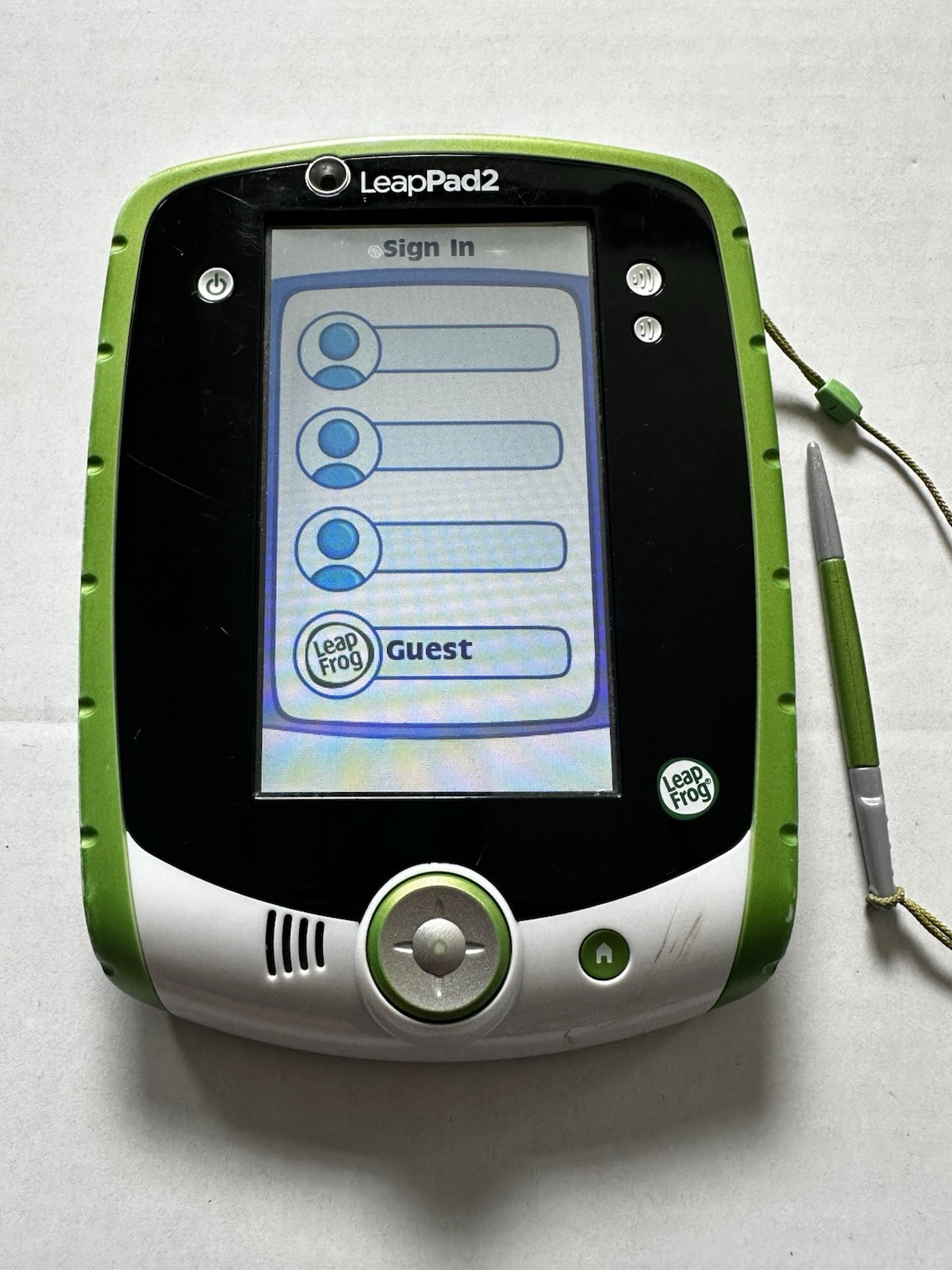 LeapFrog LeapPad2 Explorer Kids Tablet Green White With Stylus Tested & Working