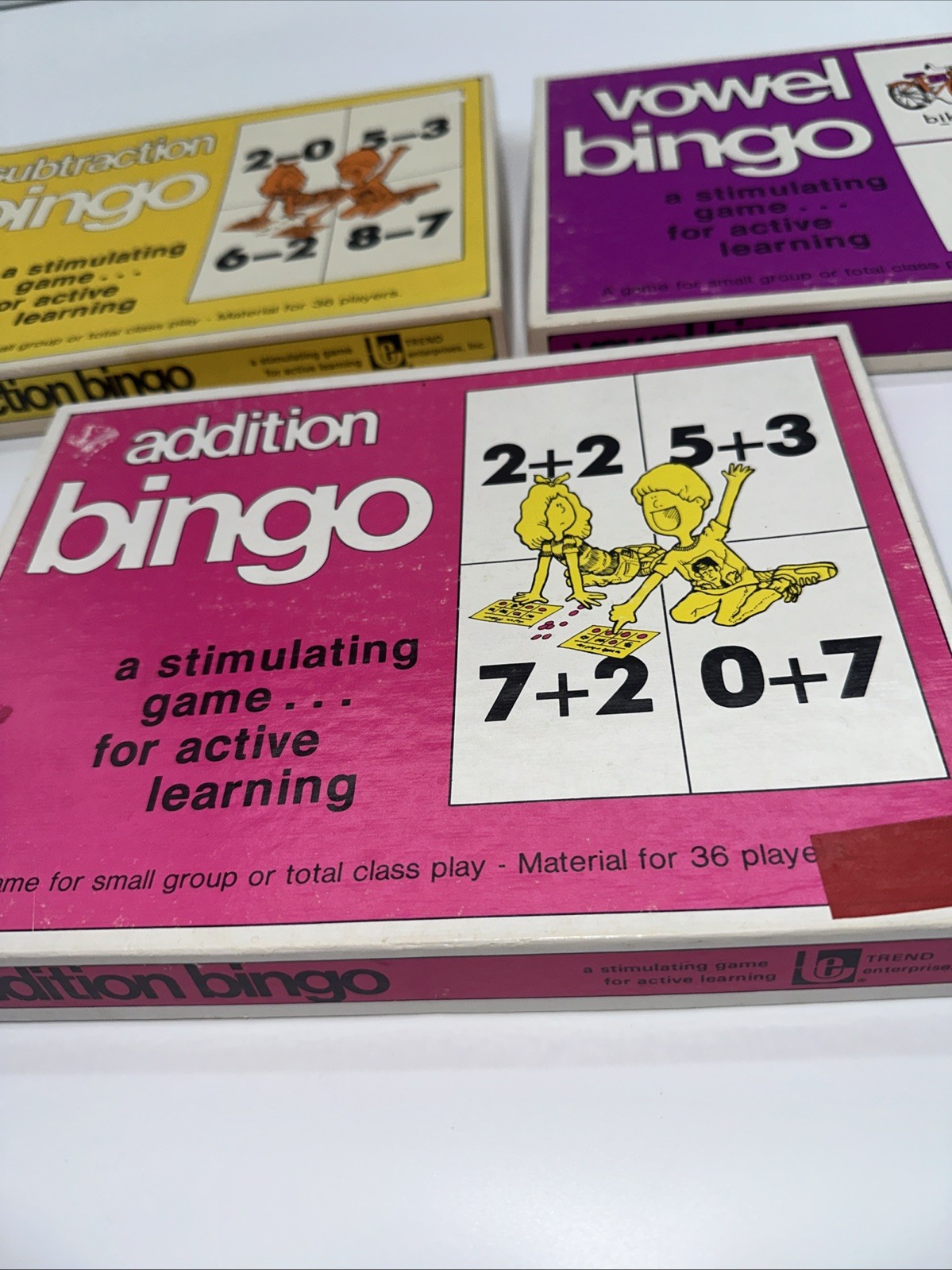Vowel, Addition, Subtraction Bingo School Card Learning Games (Set of 3) Trend
