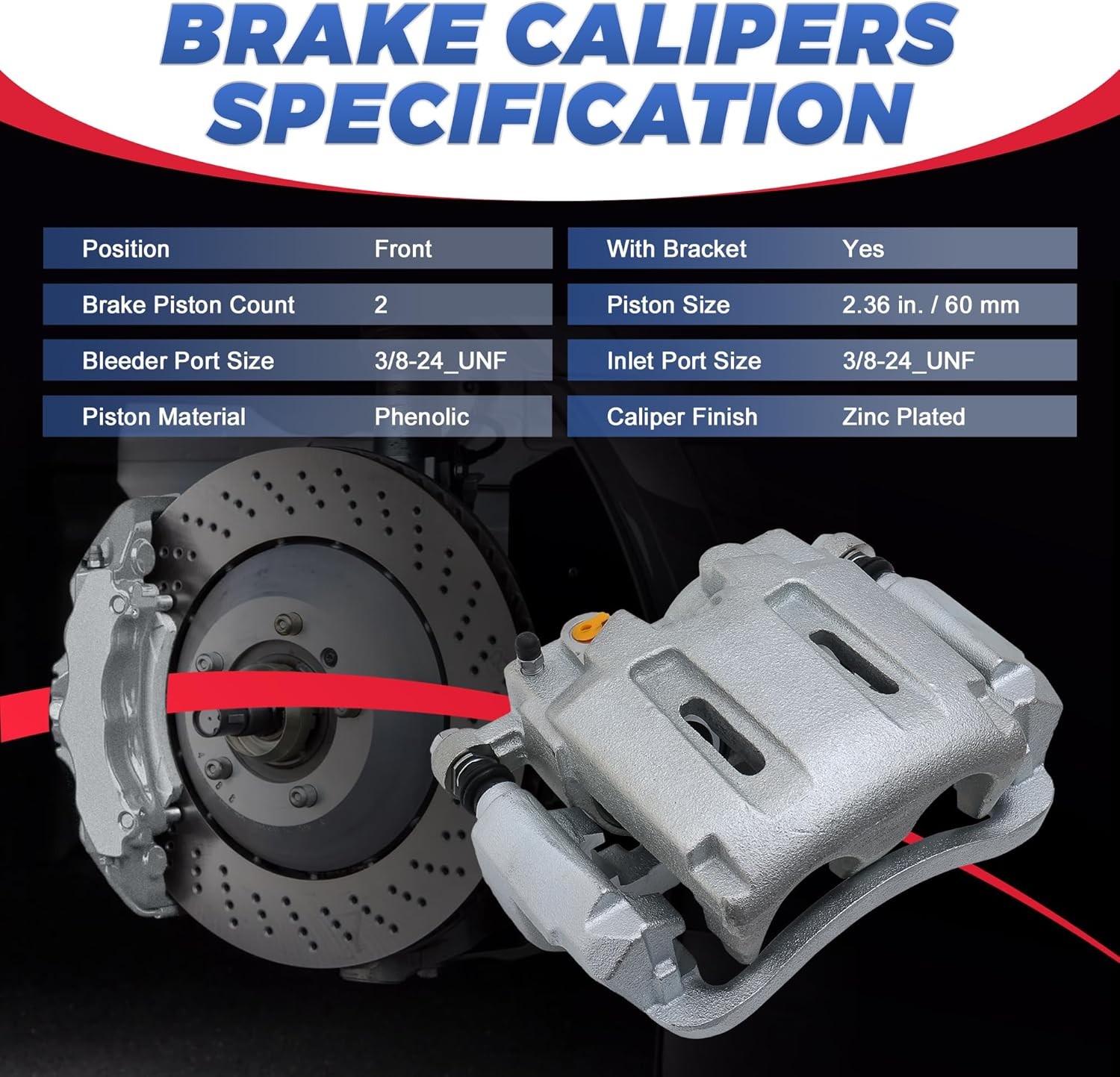 Front Disc Brake Calipers Assembly Compatible with Ford F-250/F-350 Super Duty