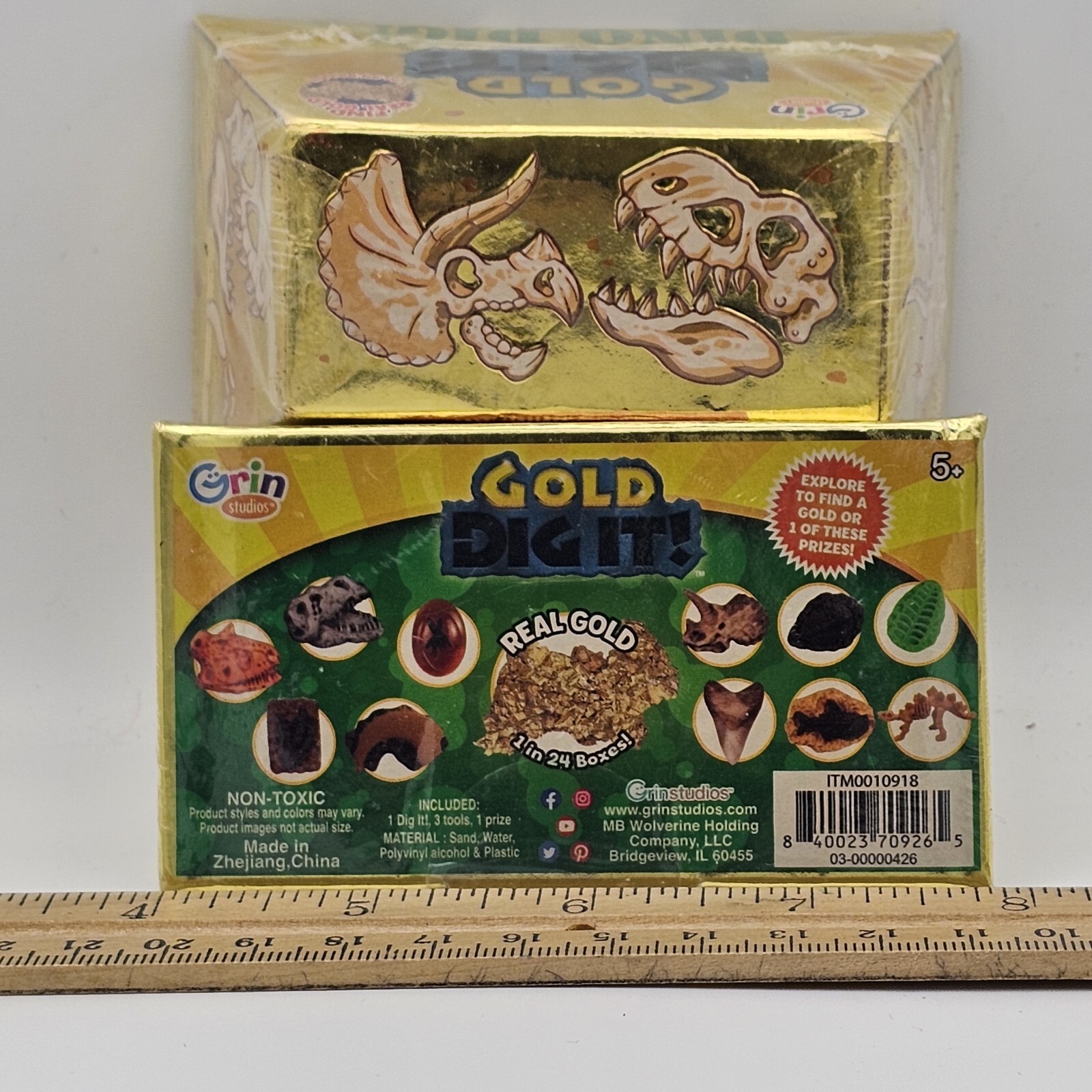 Gold Dig It! Dino Dig! Grin Studios Real Gold 1 in 24 Boxes New Sealed Set Of 2