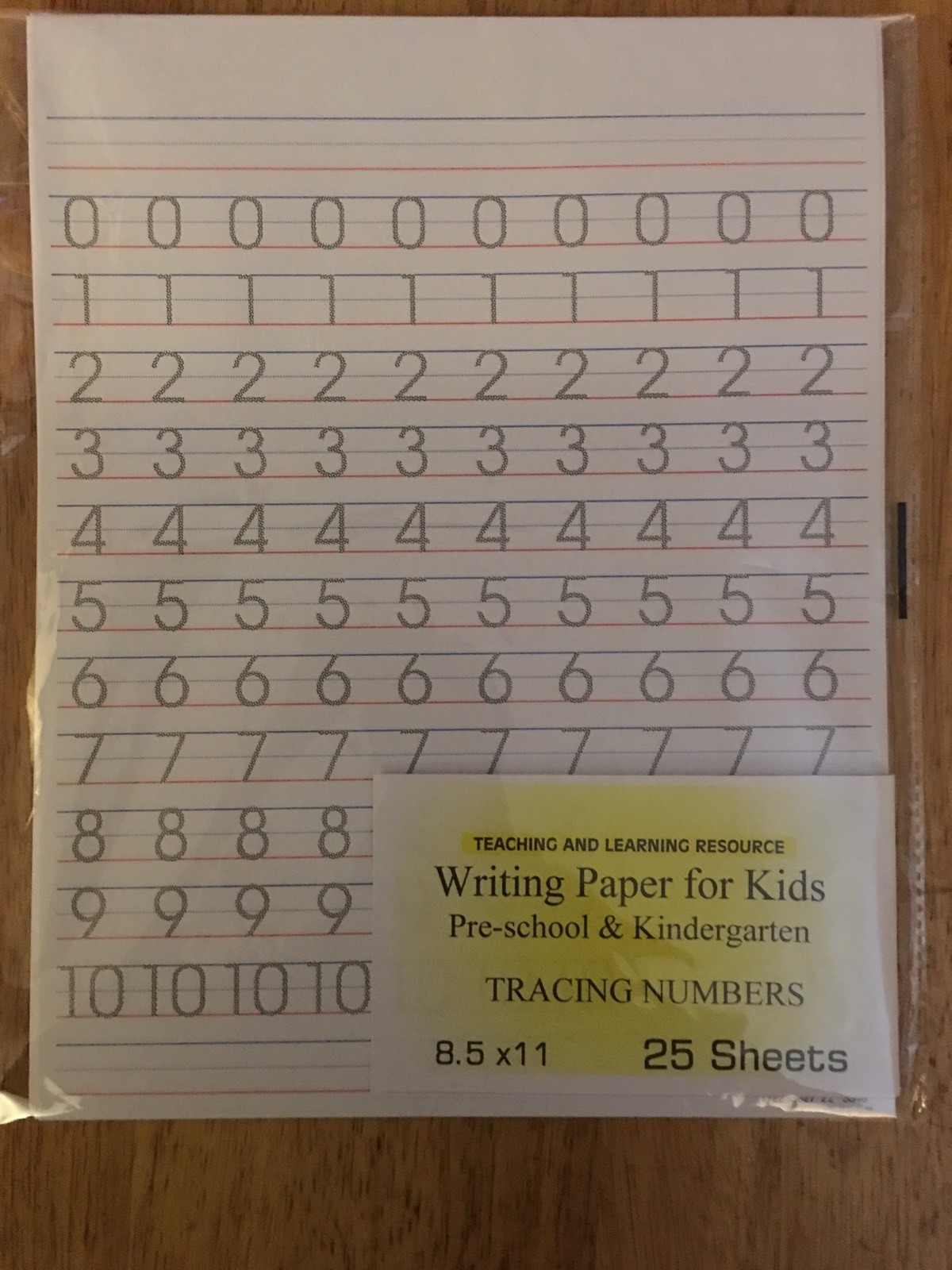 Writing Paper for Kids – TRACING NUMBERS – 11X 8.5 in, 20 lb, 25 sheets
