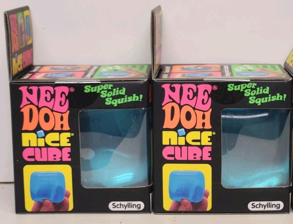 NeeDoh Nice Cube Super Solid Squish Blue Lot Of 2 (FREE SHIPPING)
