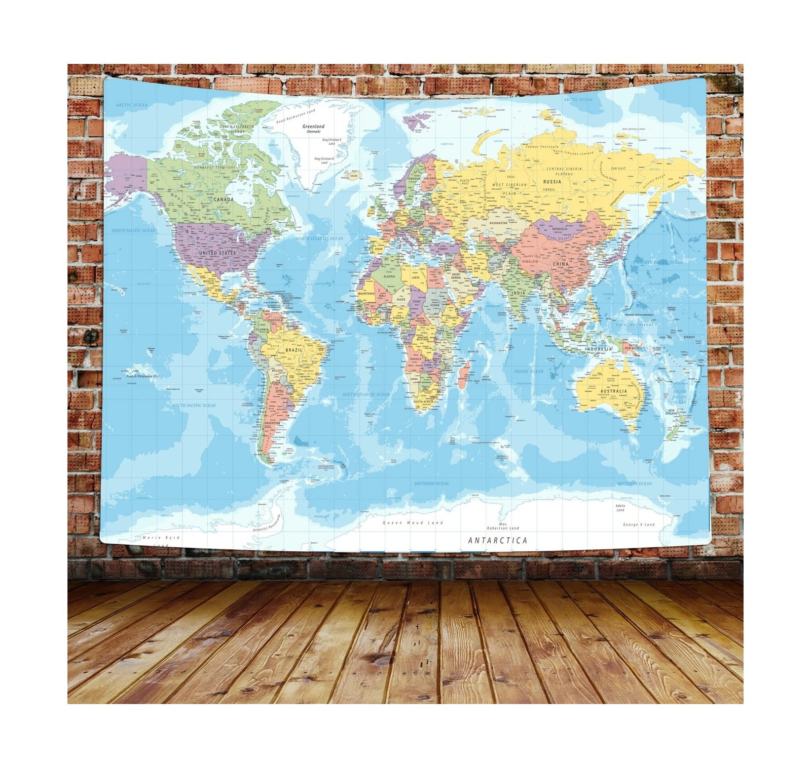 TOMOZ World Map Tapestry Wall Hanging for Kids Student, World Map with Countr…