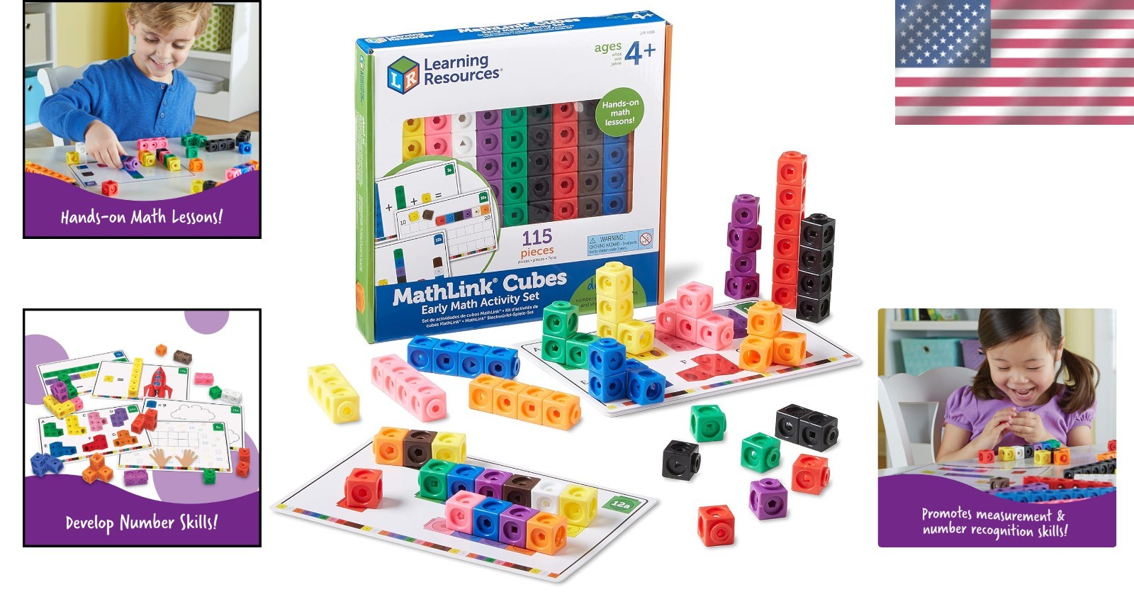 115-Piece MathLink Cubes Activity Set for Engaging Early Math Skills Development