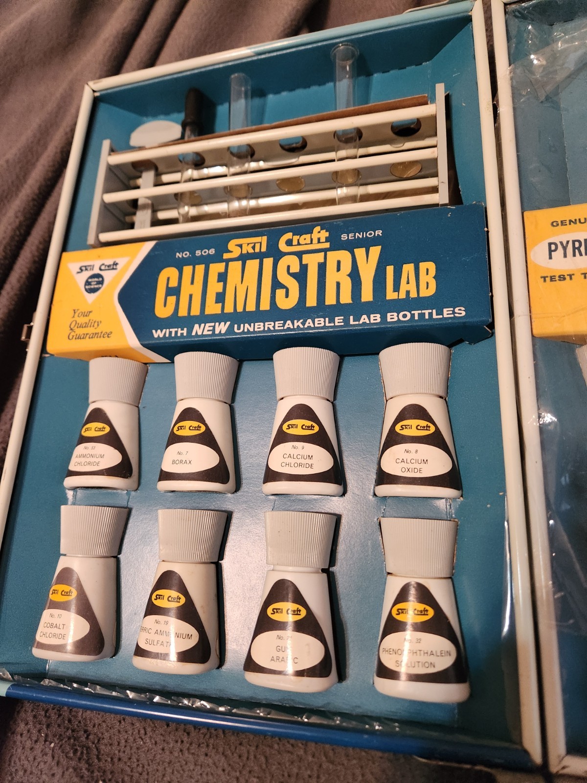 1960s Skil-Craft Chemistry Lab Set Nearly Complete Science Kit w/ Box Pyrex Tube