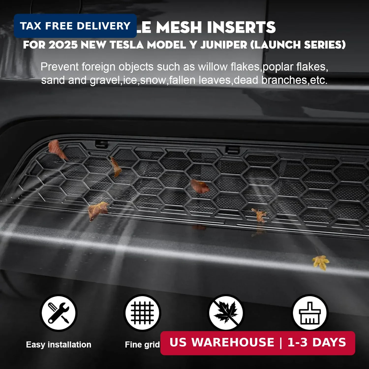 Grille Mesh Inserts for 2026 Tesla New Model Y Premium Front Air Inlet Vent Gril