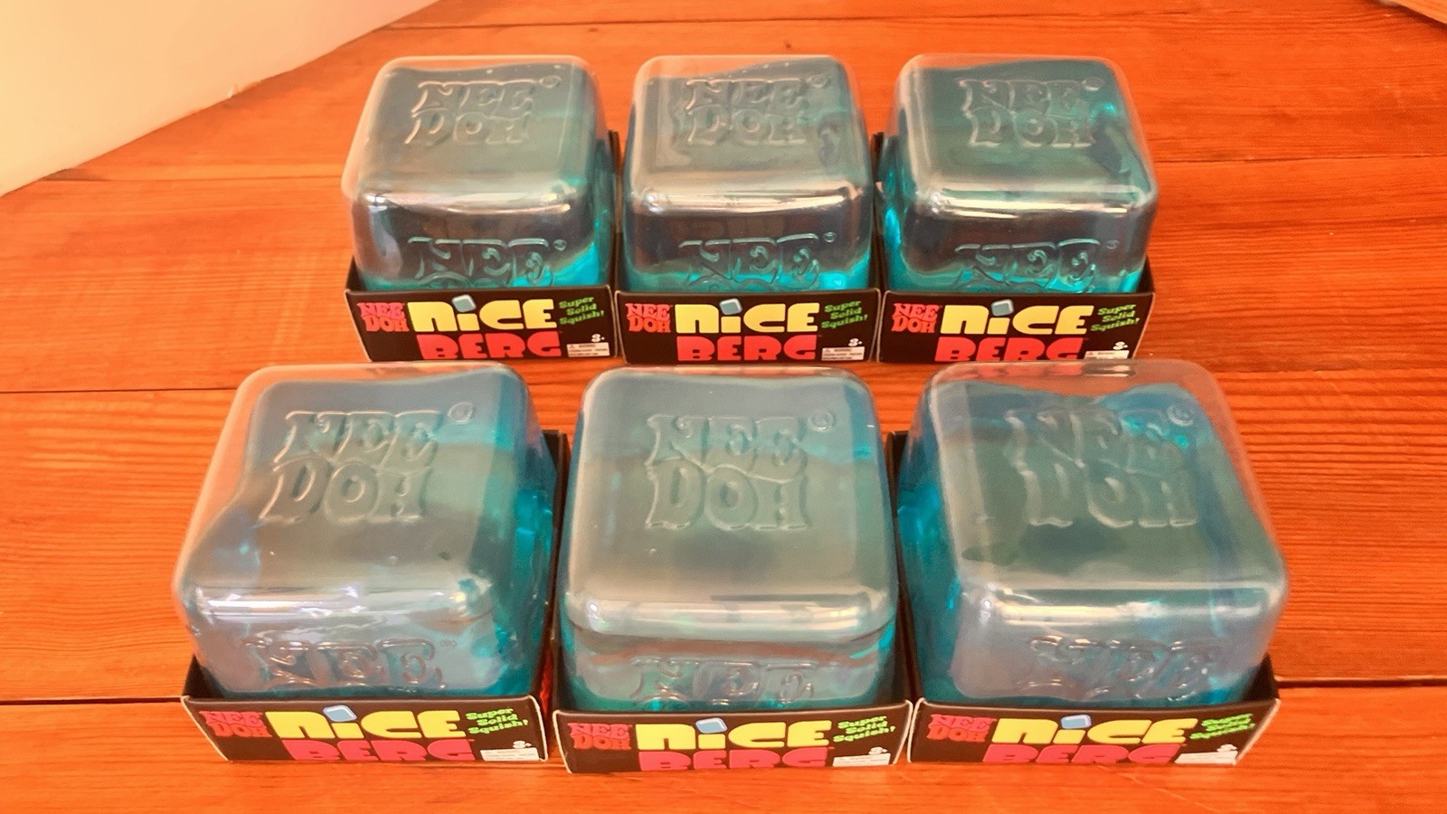 Lot Of 6 NeeDoh Nice Berg Blue XL Giant Nee Doh Niceberg Solid Squish Cube Block