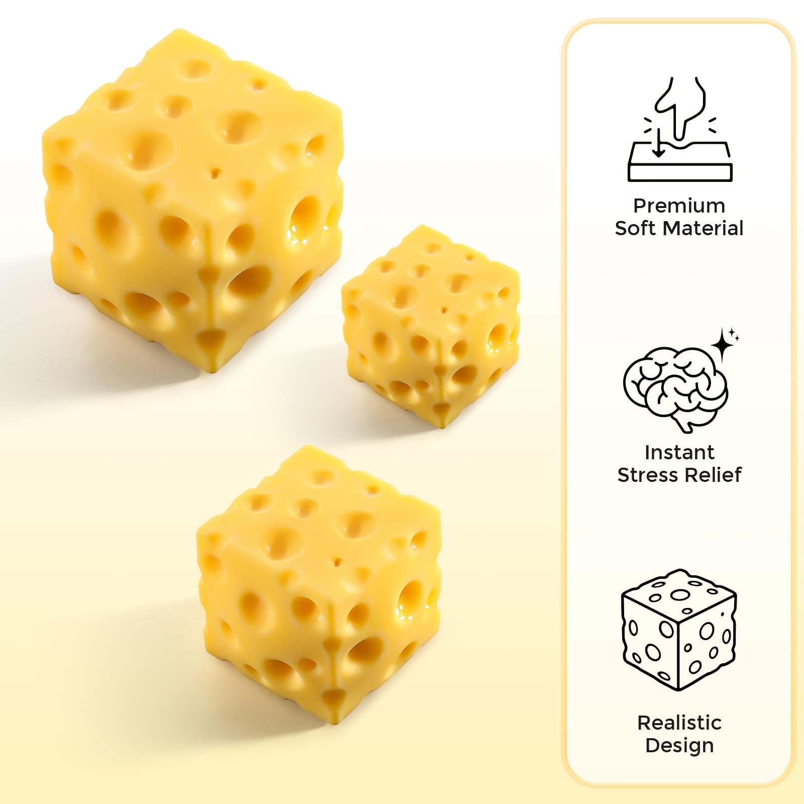 heese Squishy Cube Block, Squishy Fidget Toys for Adults & Teens, Easter Basket