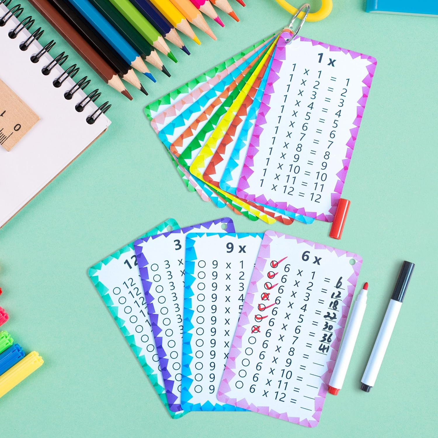 1 Set of 13 Multiplication Flashcard Math Game Times Table Flash Cardstock with