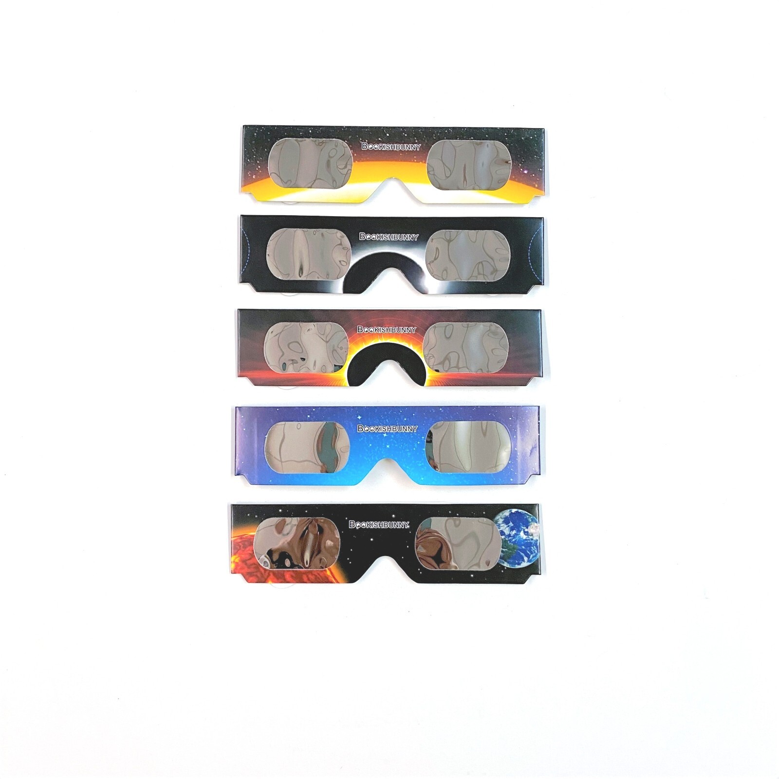 5 Packs Bookishbunny Solar Eclipse Sun Viewer Paper Glasses ISO Certified 2024